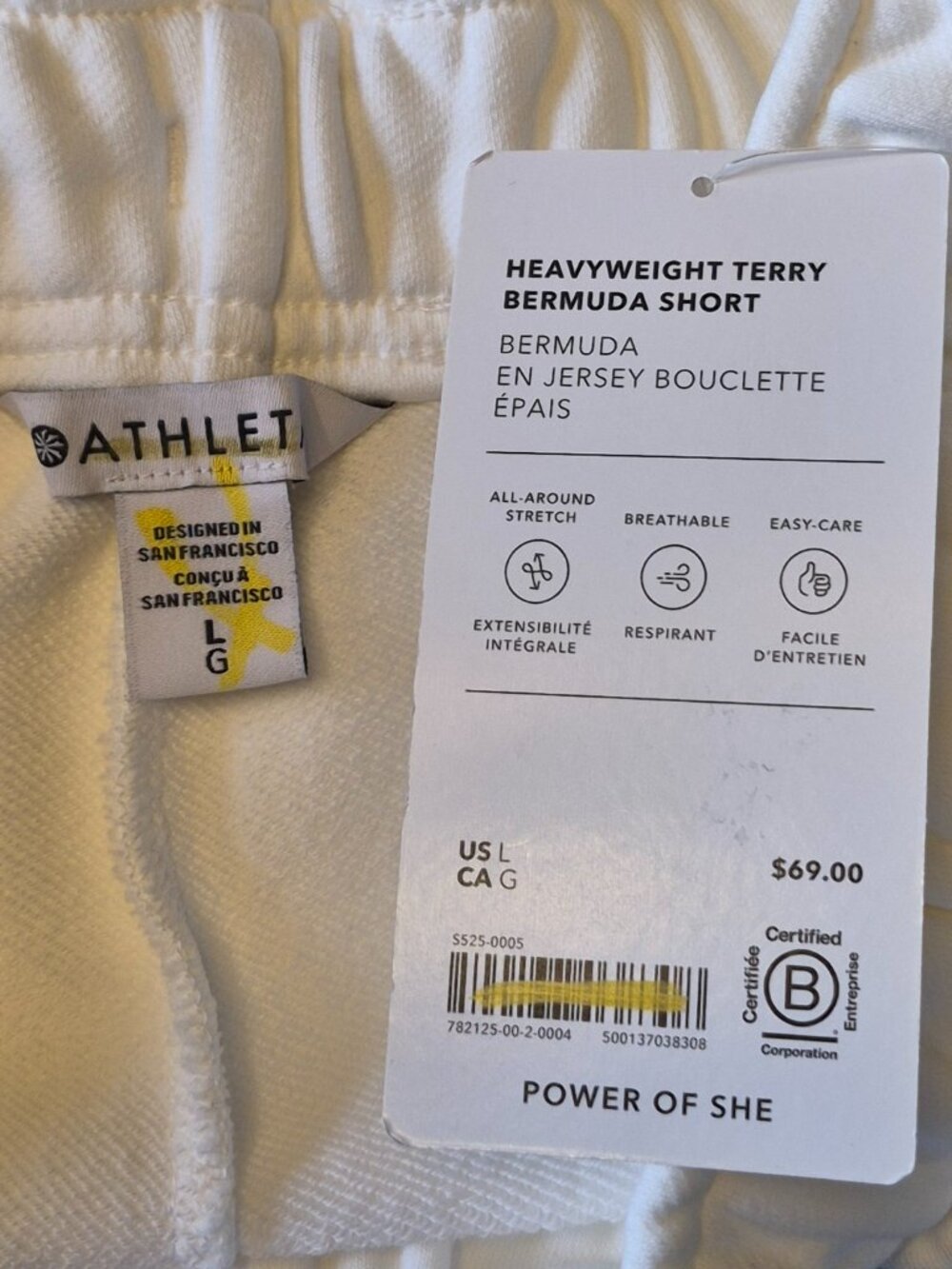 NEW Athleta Bright White Heavyweight Terry Mid Rise Bermuda 10" Shorts Workout - Picture 9 of 11